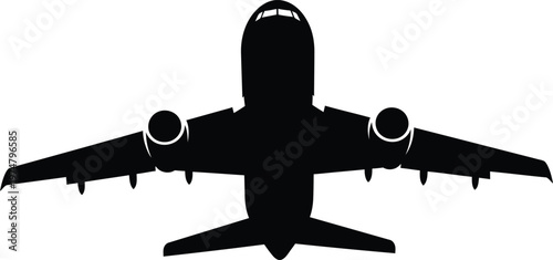 Airplane silhouette flying high