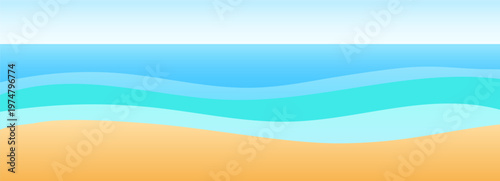 Beach sea sand with background cartoon scene and summer ocean landscape. Tourism wave vector with travel sunny vacation and sky coastline horizontal. Paradise sun beach with shore banner.