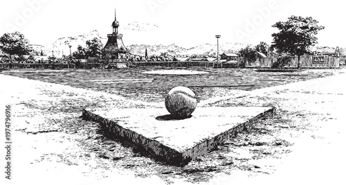 Baseball Field illustration, vector format. This vector illustration can be used in any size you like for advertising, logos, and other work.