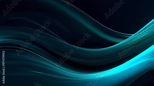Digital technology green wave curve abstract background