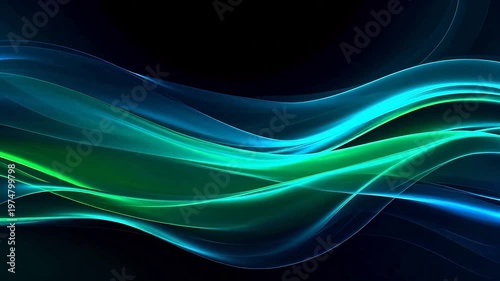 Digital technology green wave curve abstract background