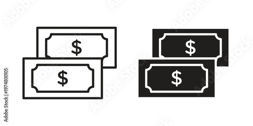 Dollar notes icon for graphic and web design. EPS10