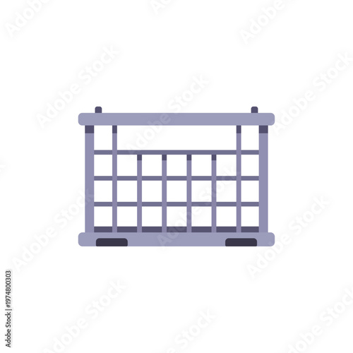gray metal wire crate, storage container, colorful vector flat style illustration