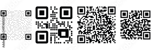 Fake QR code vector design mockups editable flat minimal illustration for digital projects and interface presentation.