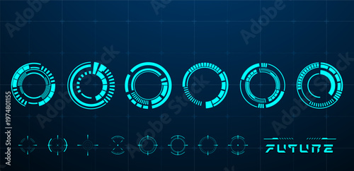 Set circle technology or round futuristic. Vector editable