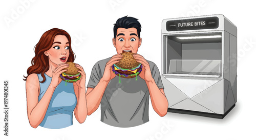 Couple eating burgers surprised by future price increase