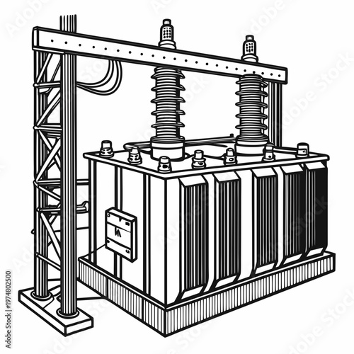Transformer with insulators and metal framework electrical
