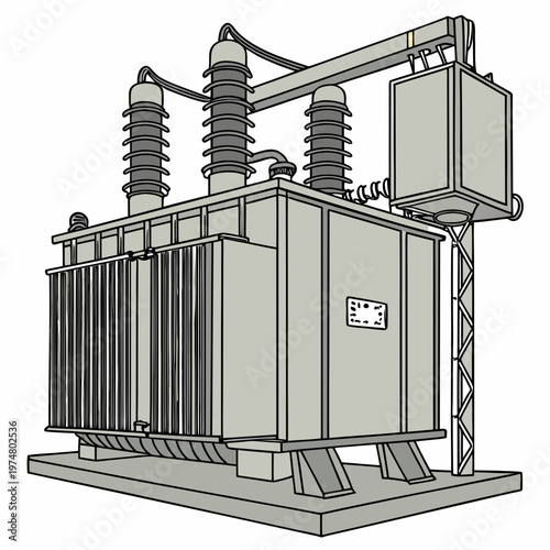 Transformer with insulators and wires electrical power