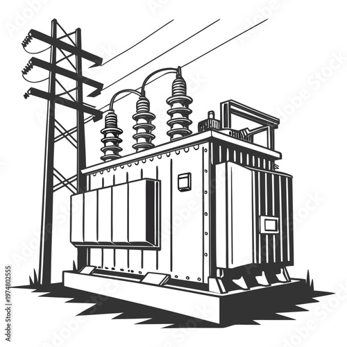 Transformer near power transmission lines power lines