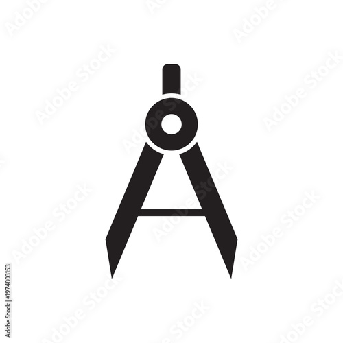 Drawing Compass Flat Icon for Architecture and Design