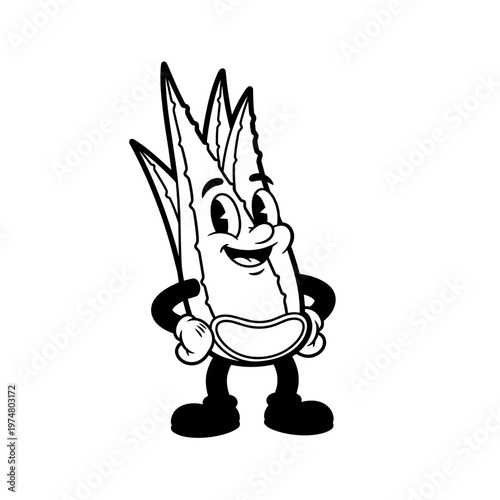 Happy Leafy Vegetable or Corn Husk Mascot Cartoon Character Illustration