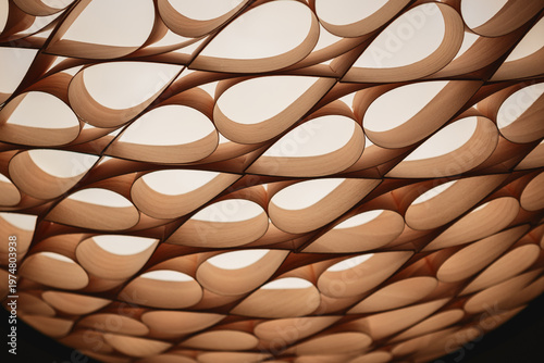 Abstract wood structure forming a repeating drop pattern
