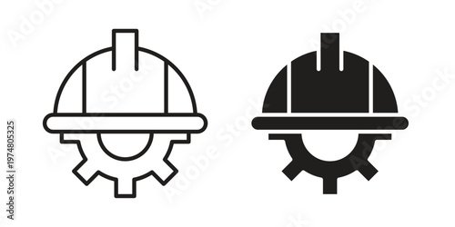 Helmet and gear icon for graphic and web design. EPS10