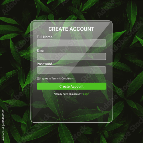 Glassmorphism Eco Signup Screen