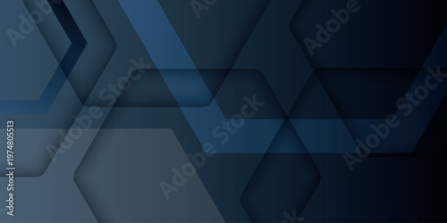 3D abstract background with realistic hexagonal concave lines effect. Futuristic tech design with glowing geometric layers. Modern graphic design template.