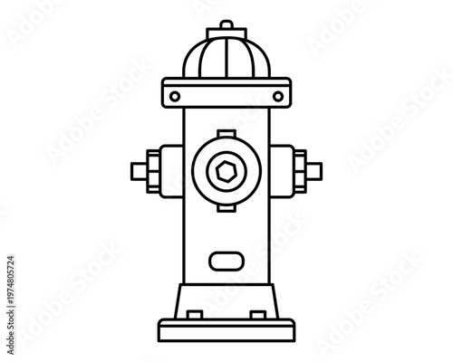 Hand drawn cute outline illustration of fire hydrant. Fire emergency equipment. Flat vector firefighter water supply line art doodle. Solution to urgent problem icon. Risk management. Isolated.