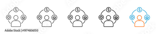 employee benefits icon set multiple style collection	
