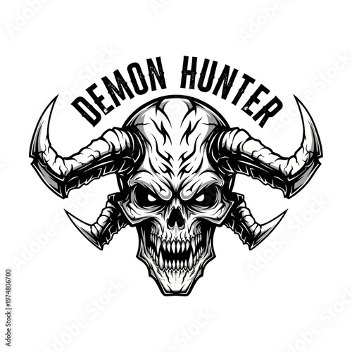 Demon Hunter Skull Logo Design.