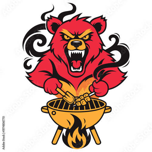 Bear BBQ Grill Master Mascot T Shirt Design
