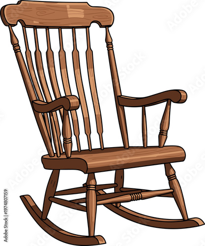 Wooden rocking chair illustration classic furniture vintage style home decor vector design