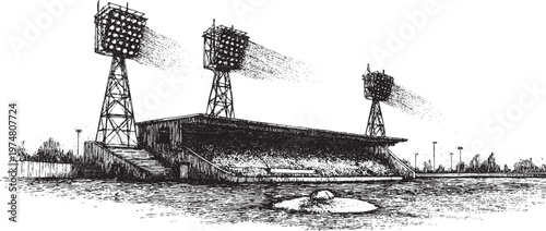 Baseball stadium illustration, vector format. This vector illustration can be used in any size you like for advertising, logos, and other work.