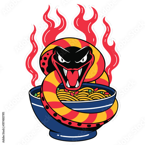 Snake Spicy Noodles Mascot T Shirt Design