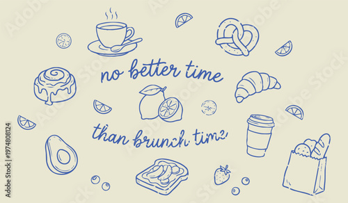 Brunch Time Delights: A delightful assortment of brunch essentials, artfully arranged to tantalize the taste buds and spark anticipation for a perfect morning meal. 