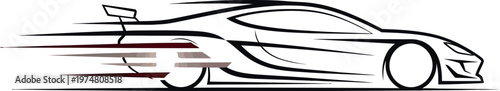 Dynamic line art illustration of a sleek, modern sports car with speed streaks, symbolizing fast movement, racing performance, and agile transportation designs.