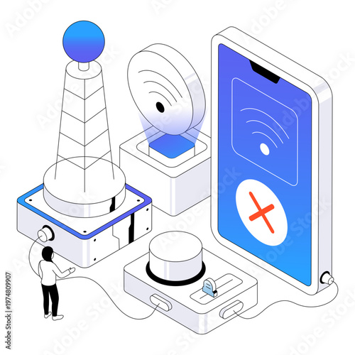 Modern design illustration of no wifi 