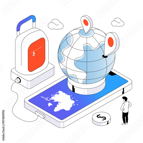 A unique design illustration of global travel location 
