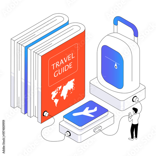 A creative design illustration of travel guidebook 