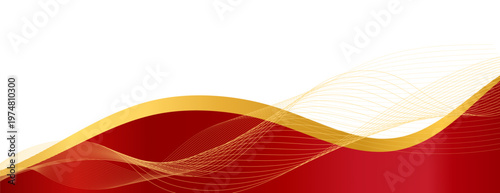 Curved golden yellow wave and a deeper red wavy border, footer vector illustration