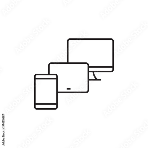 Responsive web design mobile device compatibility line icon