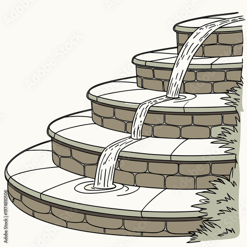 Multi-tiered stone waterfall multi-tiered waterfall