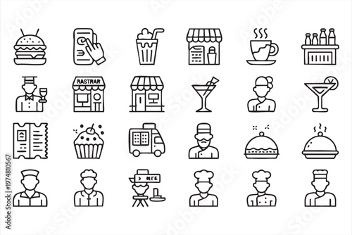 Versatile Food Vector Icons for Restaurant Apps Takeaway and Dining Design