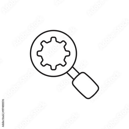 Technical search engine backend troubleshoot audit mechanism line icon