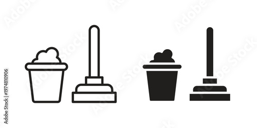 Mop cleaning icon for graphic and web design. EPS10