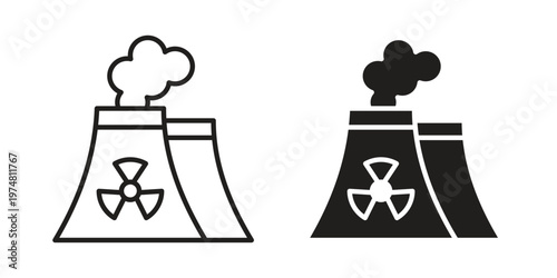 Nuclear power plant icon for graphic and web design. EPS10