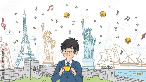 International Joke Day Evil Jester Mascot Logo, Creepy Clown Face Illustration for Comedy Festival and Humor Concept