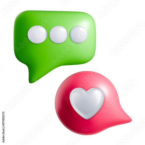 Message and like icons in speech bubbles. Communication and approval concepts.