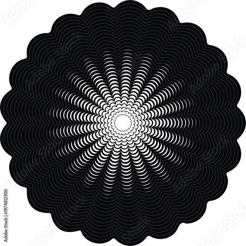 Black and White Hypnotic Mandala Ornament Background. Security Watermark Seal Element for Certificates