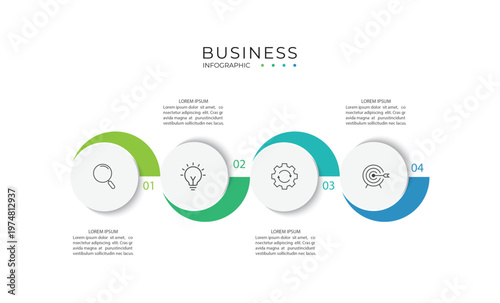 Modern infographic template. Creative circle element design with marketing icons. Business concept with 4 options, steps, sections.