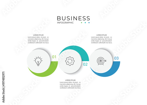 Modern infographic template. Creative circle element design with marketing icons. Business concept with 3 options, steps, sections.