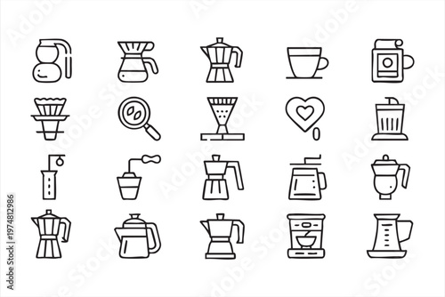 Coffee and Cafe Vector Icon Pack for Mobile Apps and Web Interfaces