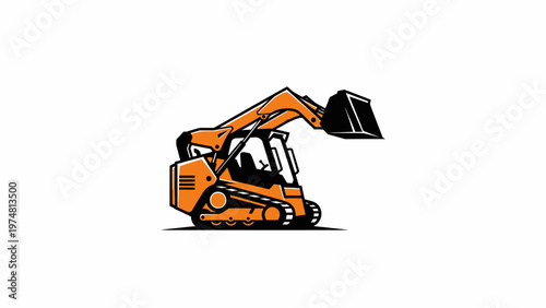 Orange Skid Steer Loader Illustration.