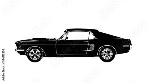 Classic Black Mustang Side View.