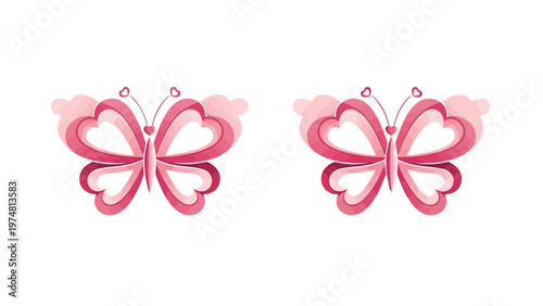 Pink Butterfly Heart Shaped Wings.