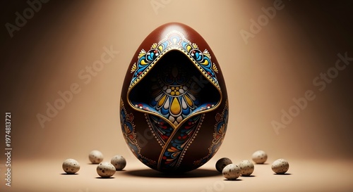 Exquisite chocolate easter egg a stunning centerpiece for a joyful easter day celebration