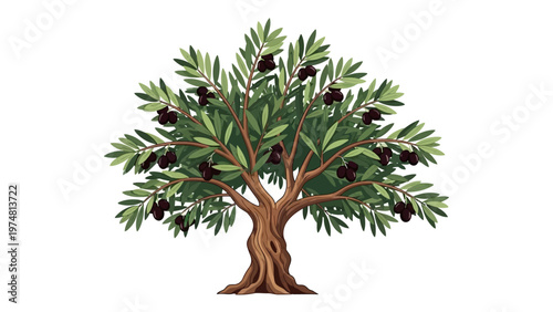 Olive Tree with Ripe Olives.