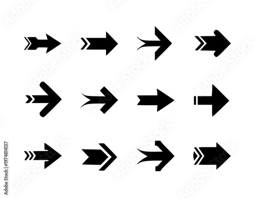 Set of abstract rising arrow clusters, creative upward fluid motion silhouettes and minimalist multi-line directional indicators vector illustration.